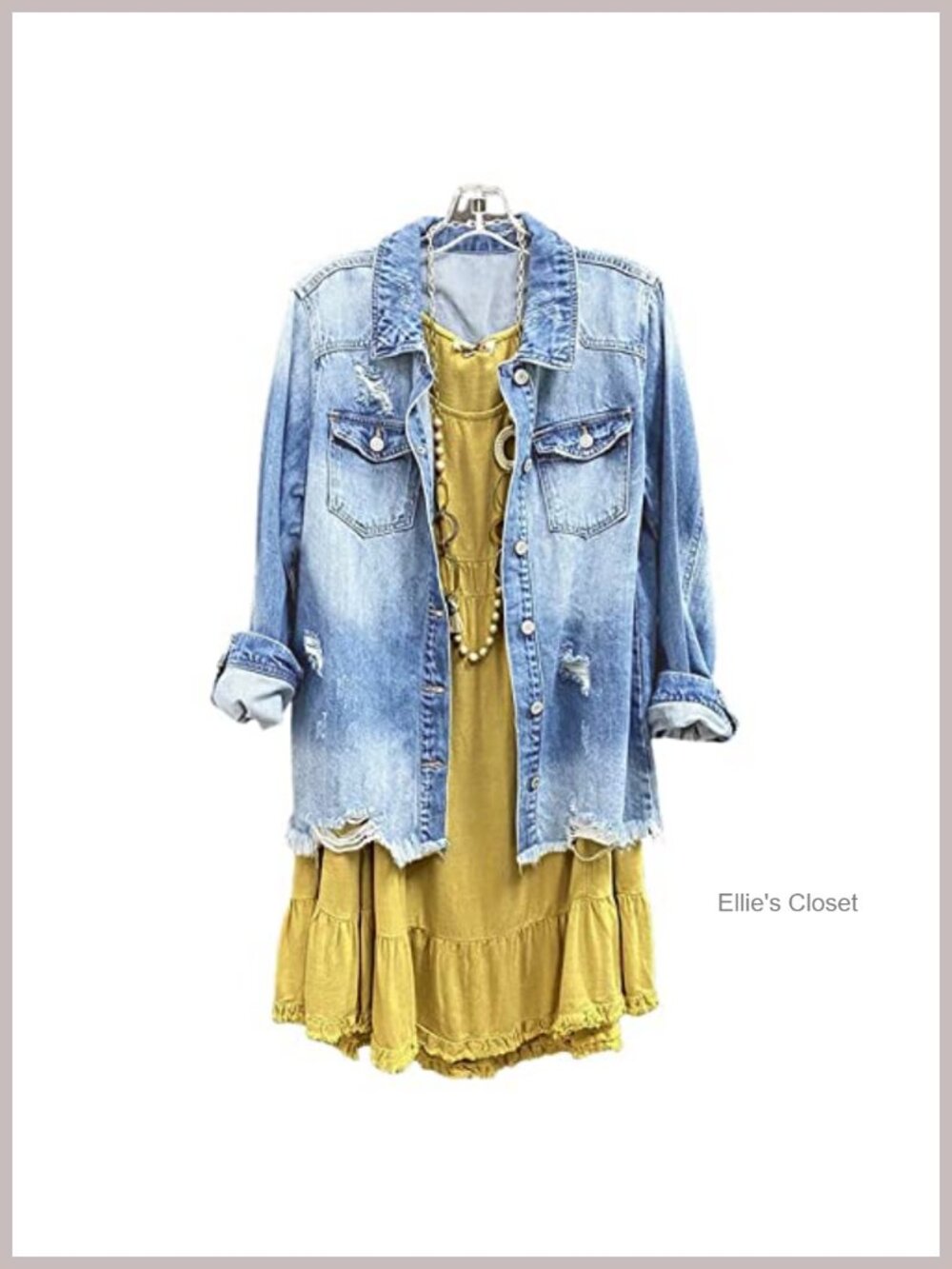 Women Denim Shirt Jacket Long Sleeve Button Shacket Coat Distressed Washed